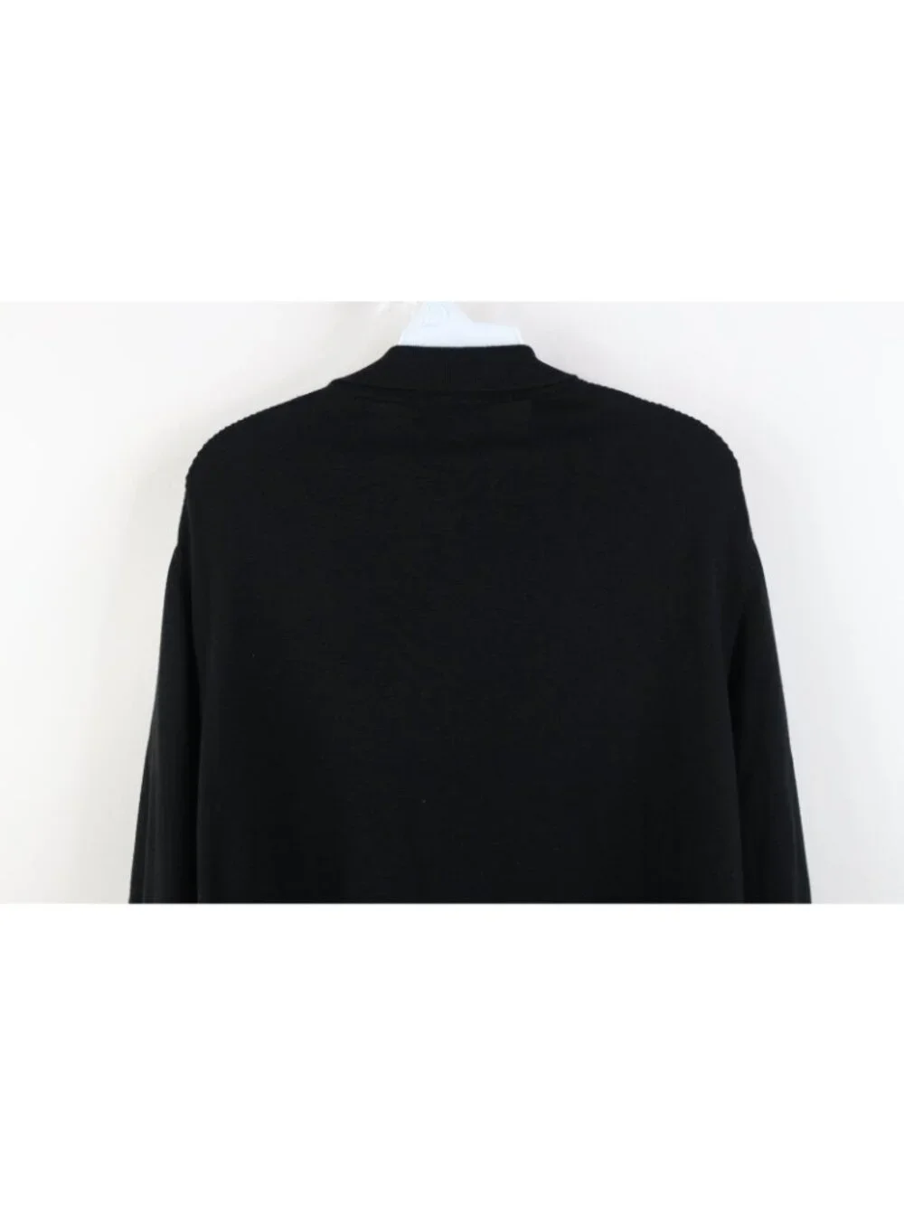 Vintage 90s Streetwear Mens Large Tall Faded Blank Knit Collared Sweater Black